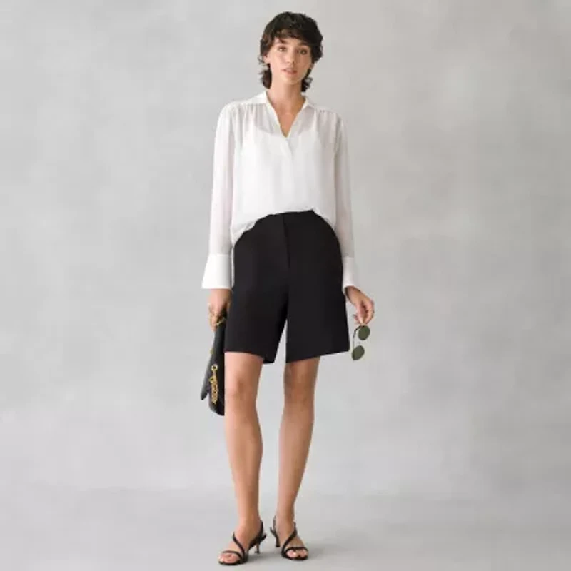 a.n.a Womens Mid Rise Pleated Short