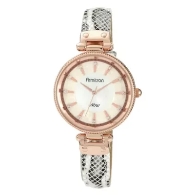 Armitron® Now® Womens Rose-Tone Snake-Print Leather Watch