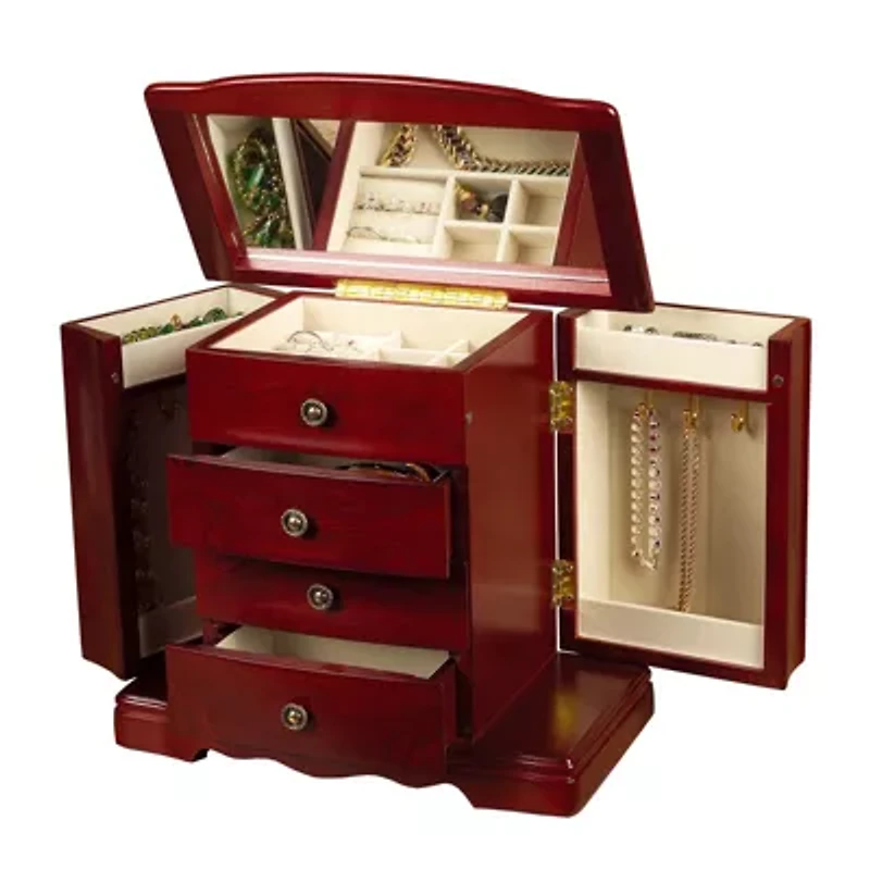 Mele and Co Harmony Musical Cherry-Finish Jewelry Box