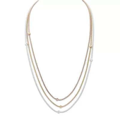 Made in Italy Tri-Tone Three-Chain Necklace