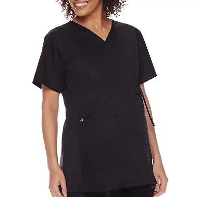 Wink® Wonderwork Maternity Mock Wrap Womens Short Sleeve Tag Free Scrub Top