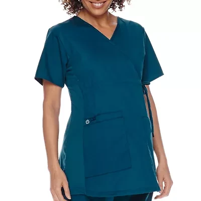 Wink® Wonderwork Maternity Mock Wrap Womens Short Sleeve Tag Free Scrub Top