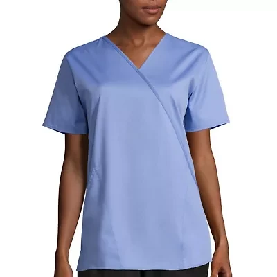 Wink® Wonderwork Mock Wrap Womens Short Sleeve Tag Free Scrub Top