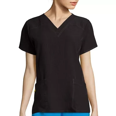 Wink® 4-Way Stretch 6214 Sporty Womens V Neck Short Sleeve Tag Free Scrub Top