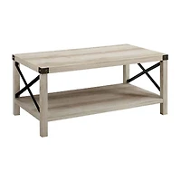 Metal X Rustic Wood Coffee Table