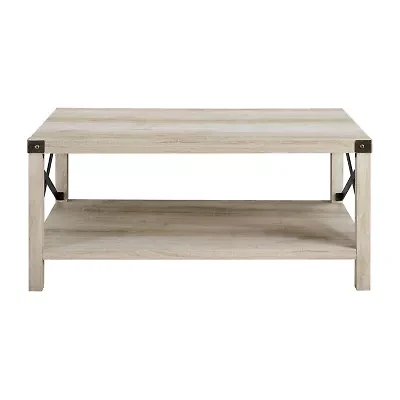 Metal X Rustic Wood Coffee Table