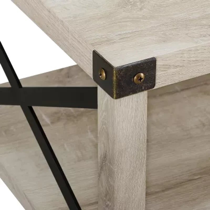 Metal X Rustic Wood Coffee Table