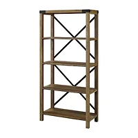 Farmhouse Metal Accented Wood Bookcase