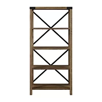 Farmhouse Metal Accented Wood Bookcase