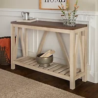Farmhouse Slatted Shelf Entryway Table