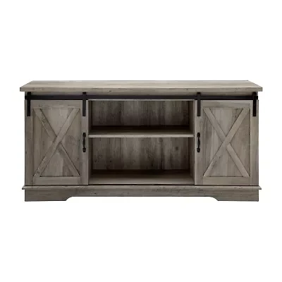 Farmhouse 65" Sliding Barndoor Wood TV Stand