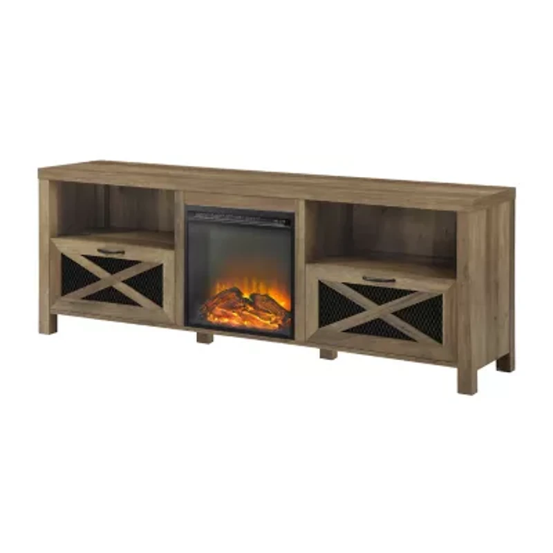 Rustic Open Shelf 70" Fireplace TV Stand