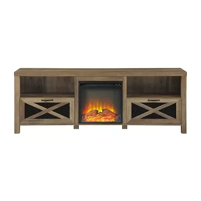 Rustic Open Shelf 70" Fireplace TV Stand
