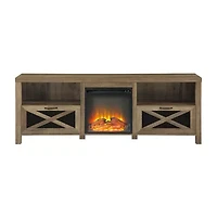 Rustic Open Shelf 70" Fireplace TV Stand
