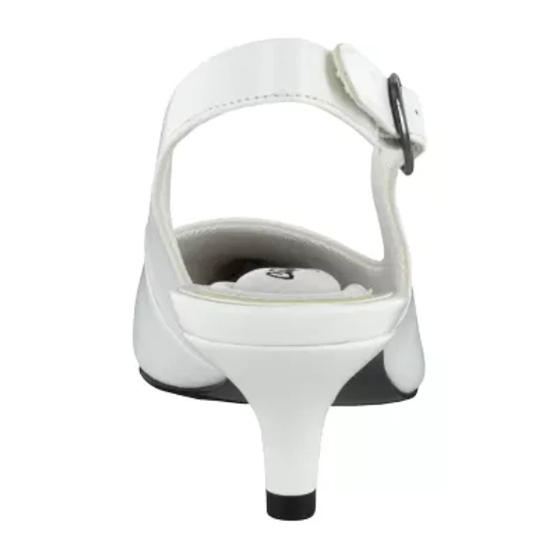 Easy Street Faye Womens Pointed Kitten Heel Pumps