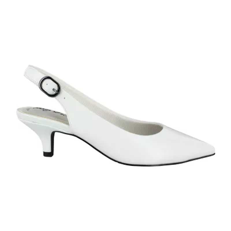 Easy Street Faye Womens Pointed Kitten Heel Pumps