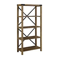 Farmhouse Metal Accented Wood Bookcase