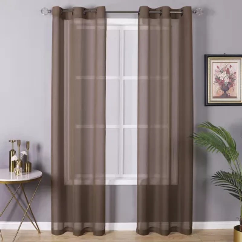 Regal Home Sheffield Grommet Top Sheer Set of 2 Curtain Panel