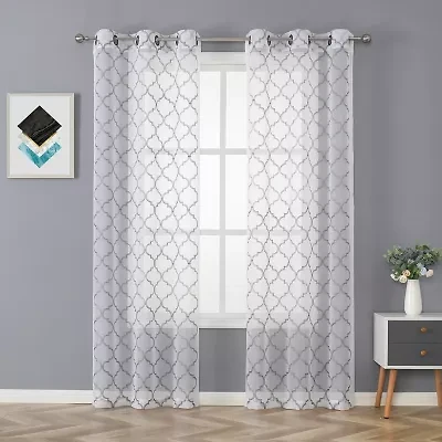 Regal Home Jaziel Grommet Top Sheer Set of 2 Curtain Panel