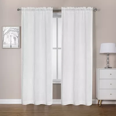 Regal Home Oscar Rod Pocket Embroidered Sheer Set of 2 Curtain Panel