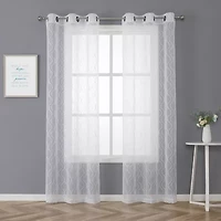 Regal Home Cairo Grommet Top Embroidered Sheer Set of 2 Curtain Panel