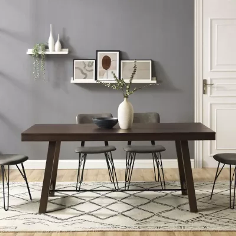 Walker Edison Rectangular Wood-Top Dining Table