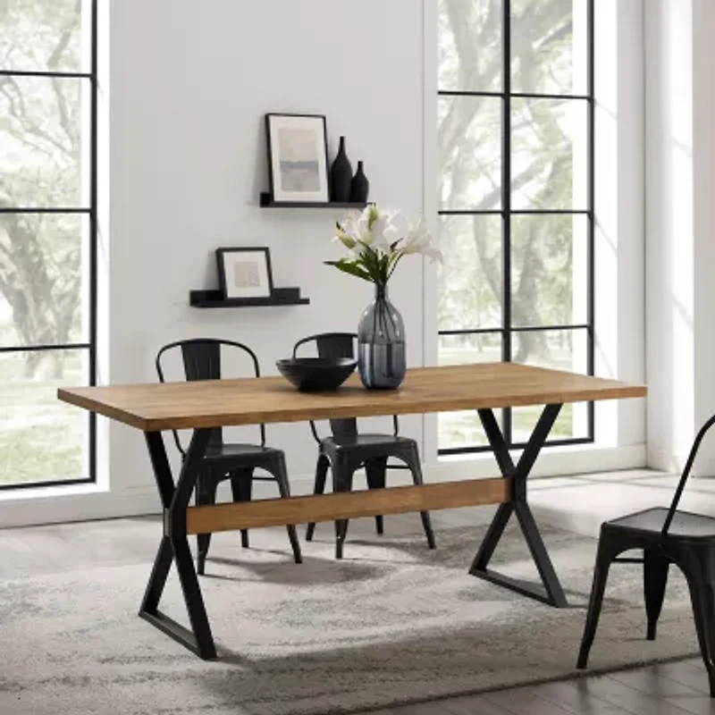Walker Edison Rectangular Wood-Top Dining Table