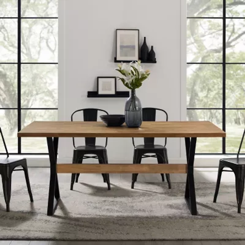 Walker Edison Rectangular Wood-Top Dining Table
