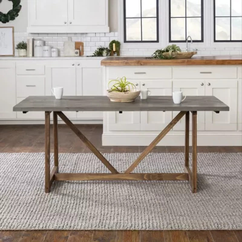 Walker Edison Rectangular Wood-Top Dining Table
