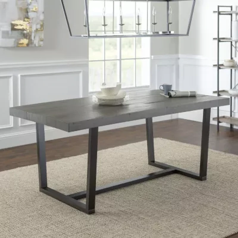 Walker Edison Rectangular Wood-Top Dining Table