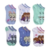 Little & Big Kid Girls Multi-Pack 6 Pair Frozen No Show Socks
