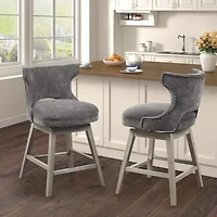 Madison Park Janet Counter Height Upholstered Swivel Bar Stool