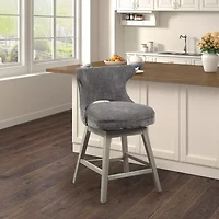 Madison Park Janet Counter Height Upholstered Swivel Bar Stool