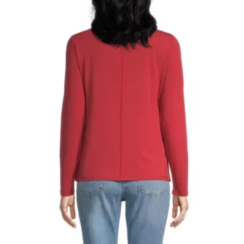 a.n.a Womens Crew Neck Long Sleeve Adaptive T-Shirt