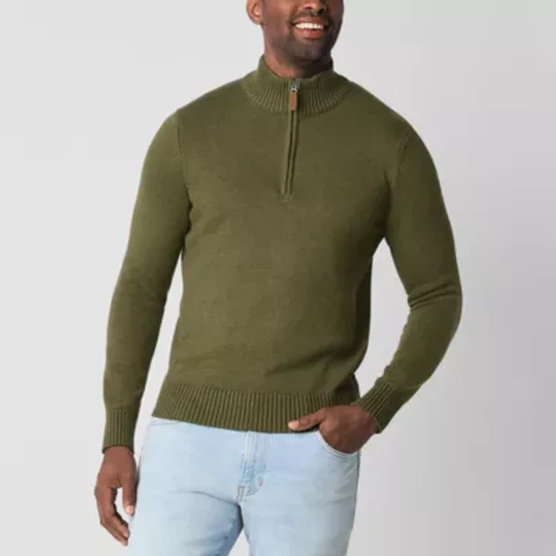 St. John's Bay Mens Mock Neck Long Sleeve Pullover Sweater