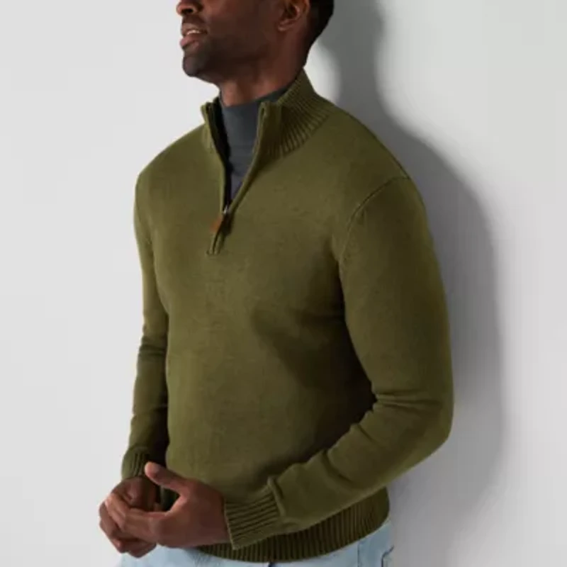 St. John's Bay Mens Mock Neck Long Sleeve Pullover Sweater