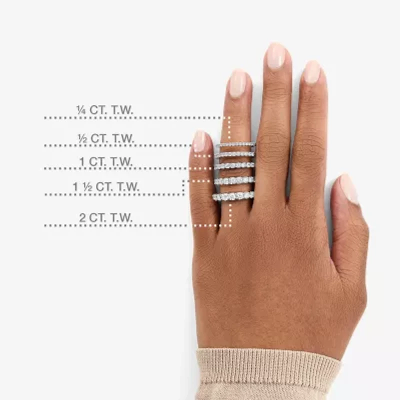 (G / Si1-Si2) Womens 1 1/2 CT. T.W. Lab Grown White Diamond 10K Gold Wedding Band