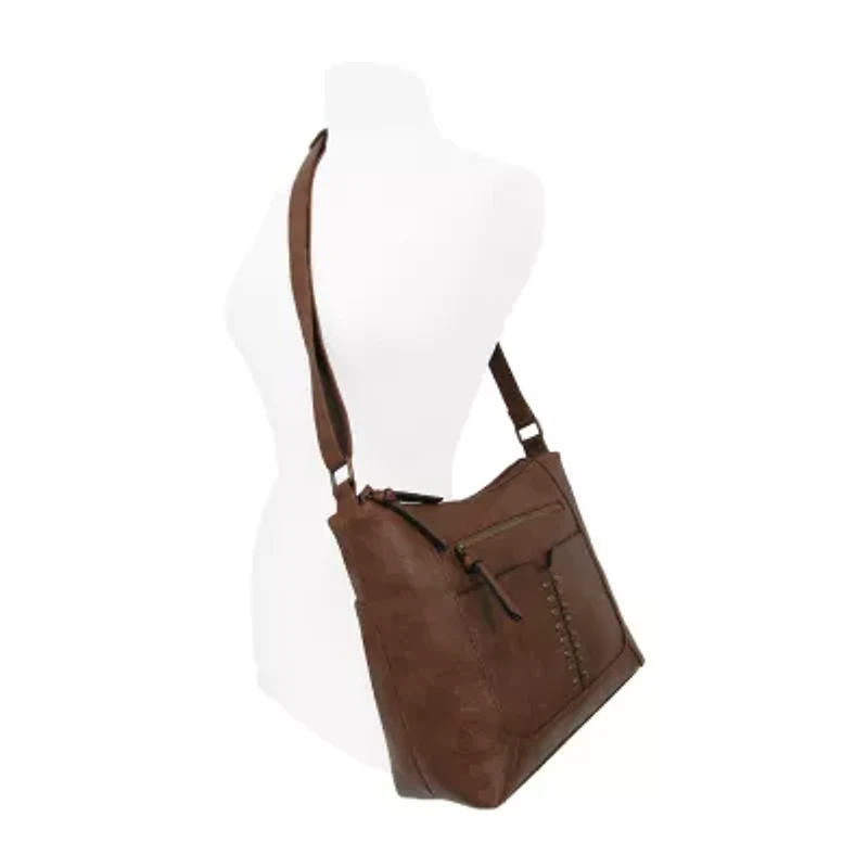 Bueno of California Double Zip Hobo Crossbody Bag