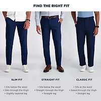 Haggar Wrinkle Free Performance Khaki Mens Comfort Waistband Slim Fit Flat Front Pant