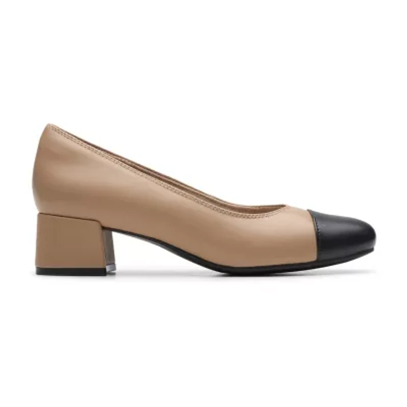 Clarks Iridessa May Womens Cap Closed Toe Block Heel Pumps