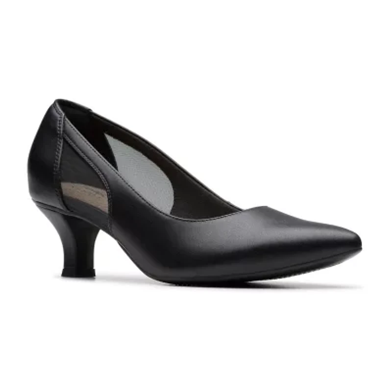 Clarks Kepley Cora Womens Pointed Closed Toe Flared Heel Pumps