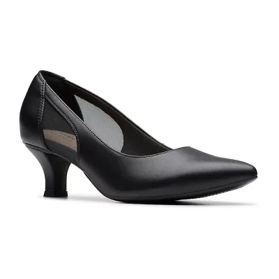 Clarks Kepley Cora Womens Pointed Closed Toe Flared Heel Pumps