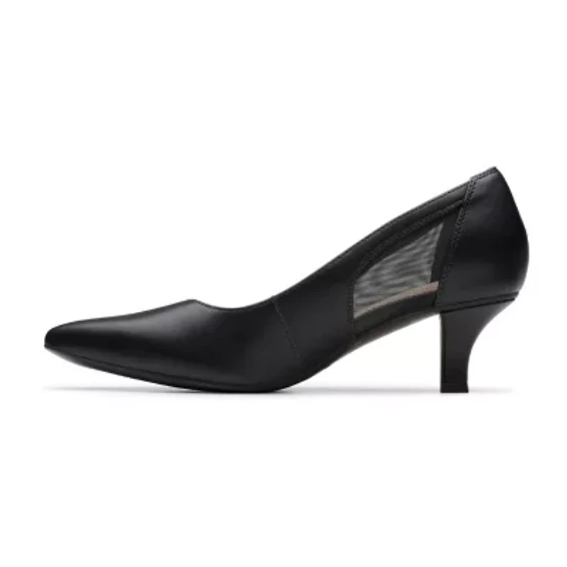 Clarks Kepley Cora Womens Pointed Closed Toe Flared Heel Pumps