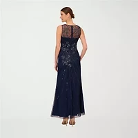 Papell Boutique Womens Beaded Embellished Sleeveless Evening Gown