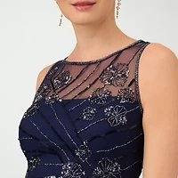 Papell Boutique Womens Beaded Embellished Sleeveless Evening Gown