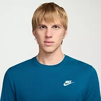 Nike Sportswear Club Mens Crew Neck Long Sleeve Quick Dry Embroidered Active T-Shirt