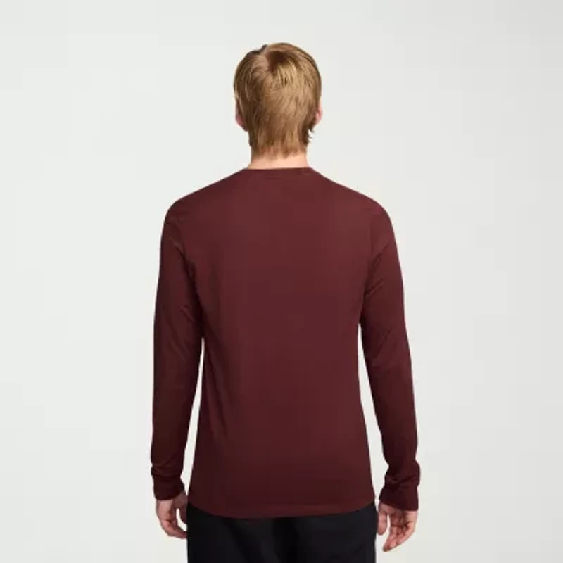 Nike Sportswear Club Mens Crew Neck Long Sleeve Quick Dry Embroidered Active T-Shirt