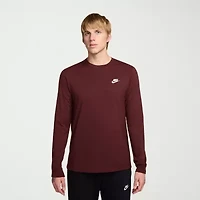 Nike Sportswear Club Mens Crew Neck Long Sleeve Quick Dry Embroidered Active T-Shirt