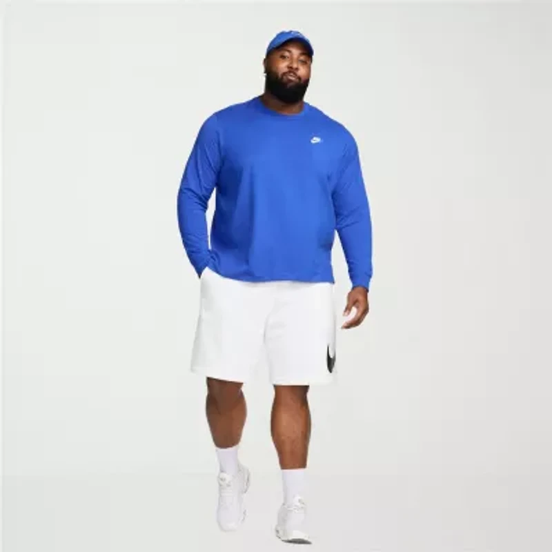 Nike Club Mens Crew Neck Long Sleeve Quick Dry Active Big and Tall T-Shirt