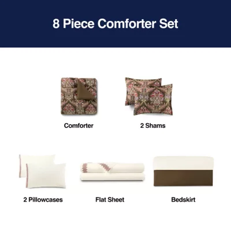 Broadhaven Lilith 8-pc. Damask + Scroll Complete Bedding Set with Sheets